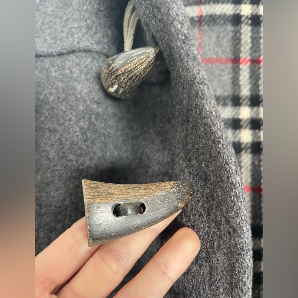Vintage Burberrys London Duffle Coat Wool Hooded Toggle Gray Men’s L England - Picture 4 of 12